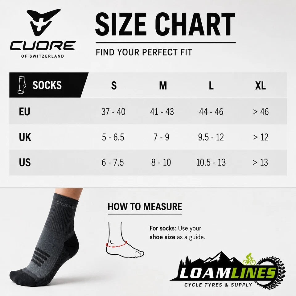 Cuore Premium Cycling Socks Grey Unisex Road MTB Race Breathable Lightweight