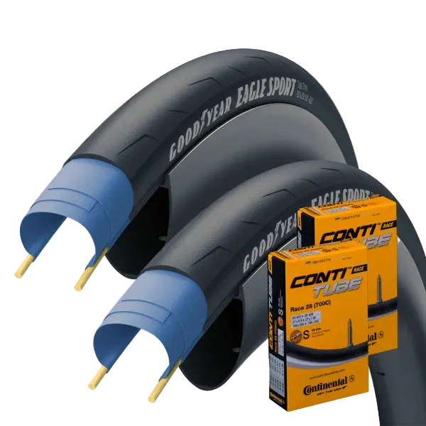 Goodyear Eagle Sport Road Tyre Pair – 700x25c / 25-622 with Tubes