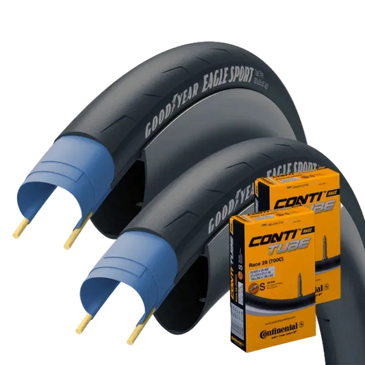 Goodyear Eagle Sport Road Tyre Pair – 700x25c / 25-622 with Tubes