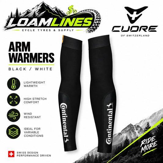Cuore Arm Warmers Black White Cycling Thermal Roubaix Road MTB