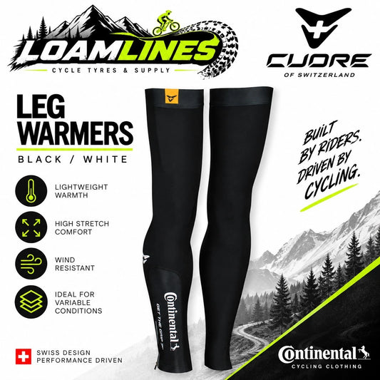 Continental Leg Warmers Black White Cycling Thermal Roubaix Road MTB