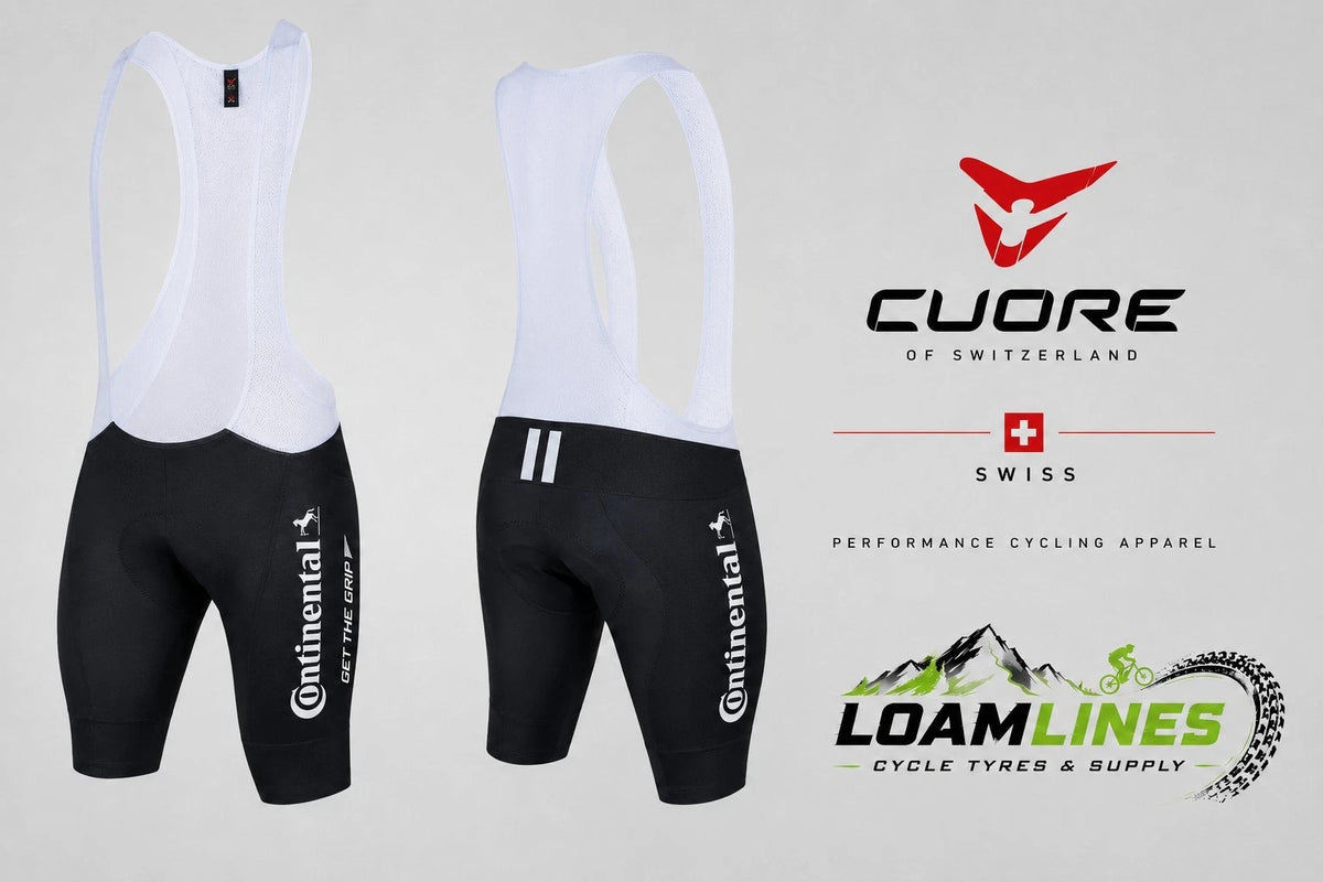Continental CUORE Silver Bib Shorts Mens Large Black White Swiss Cycling RRP£150