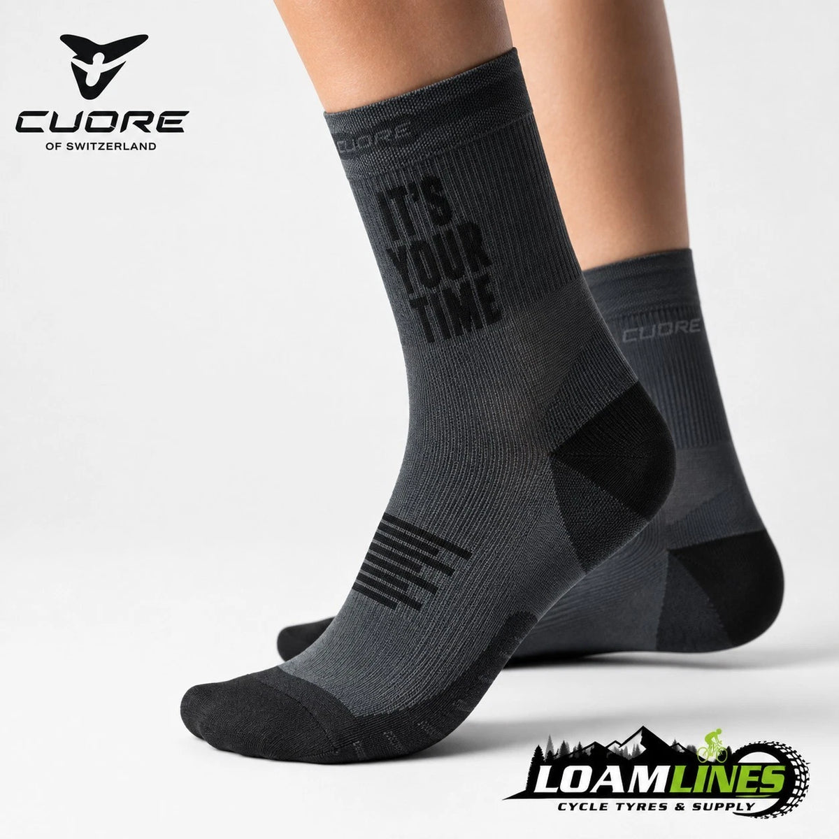 Cuore Premium Cycling Socks Grey Unisex Road MTB Race Breathable Lightweight