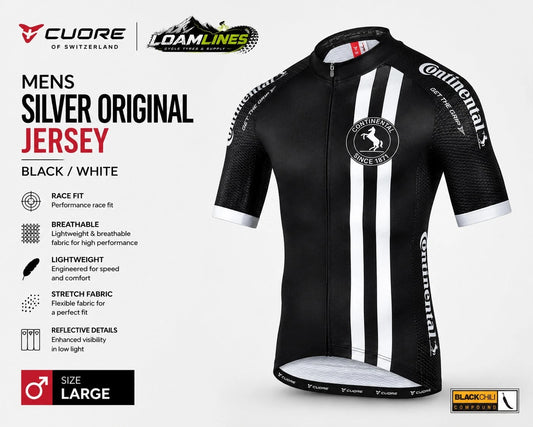 Cuore Continental Black Cycling Jersey Mens Short Sleeve Road Race RRP £90